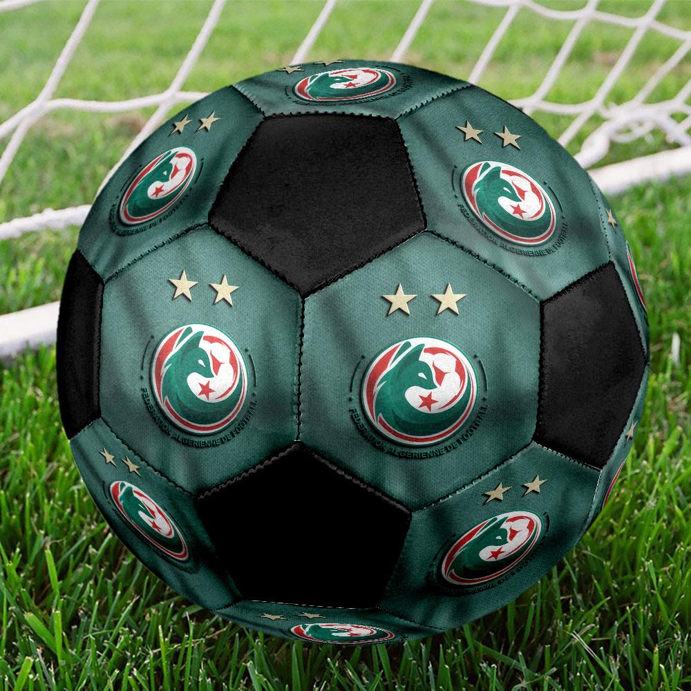 Algeria National Football Logo Size 5 Soccer Ball, Machine-Stitched PVC, Durable & High Bounce, All Ages Fit, Fan Merchandise, Matches & Outdoor Use.