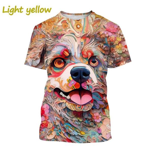 Animal Painting Art 3D Printing T-shirt Men's Fashion Animal Pattern Round Neck Short-sleeved Casual Tees Tops
