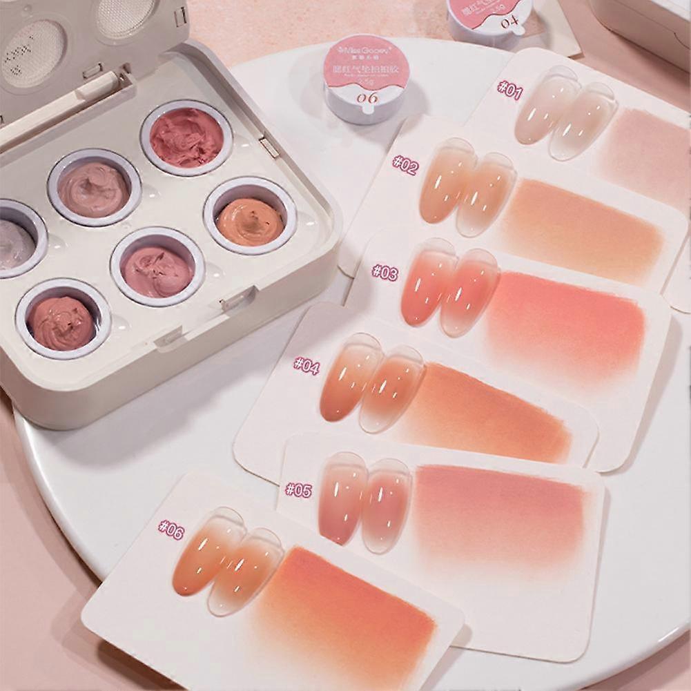 6 Color Cushion Nail Art Set Gradual and Paint Switch Gel Nail Polish Tools