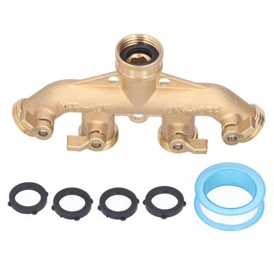 Schlauchverteiler 4-Wege Wasserhahn Schlauchverbinder Verteiler Garten Wasserverteiler NPT 34