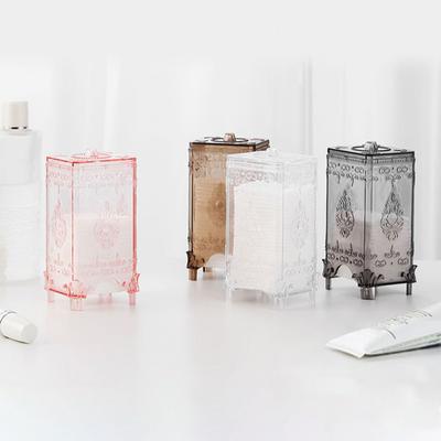 Contenitore per cosmetici con dispenser di cotone per il trucco trasparente in stile europeo