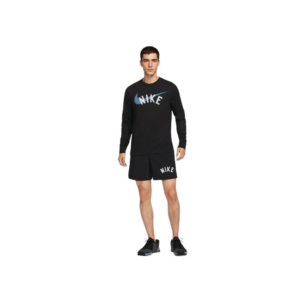 Nike Maglietta da allenamento a maniche lunghe con scollo rotondo e tecnologia Dri-Fit ad asciugatura rapida da uomo Nero HF6133-010