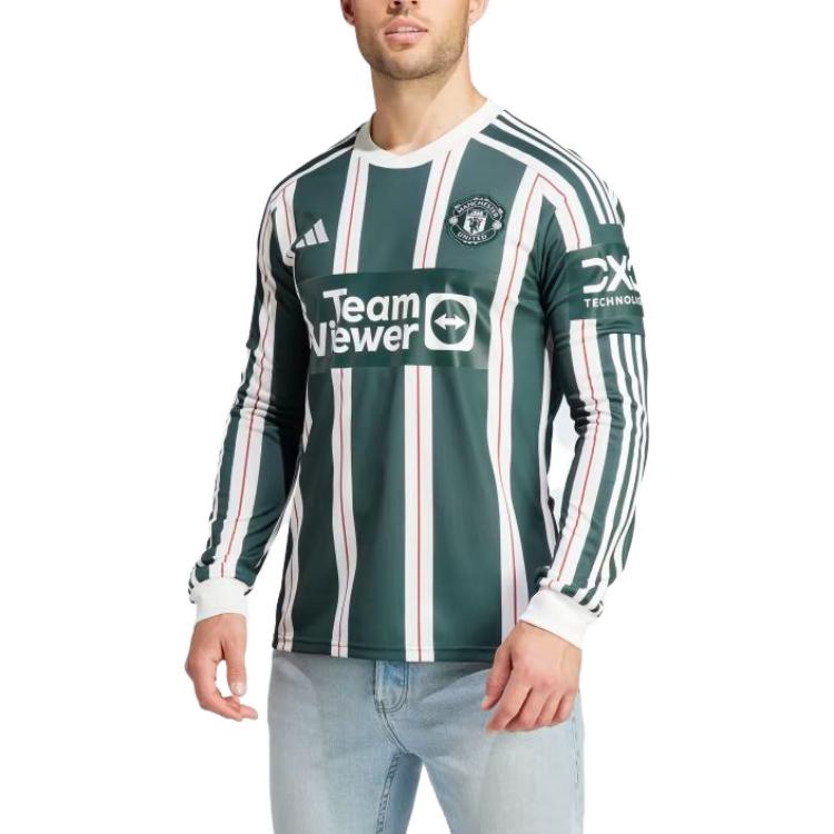 Adidas Man Utd Long Sleeve Crew Neck Jersey 23/24 Men Tops Green IA7223