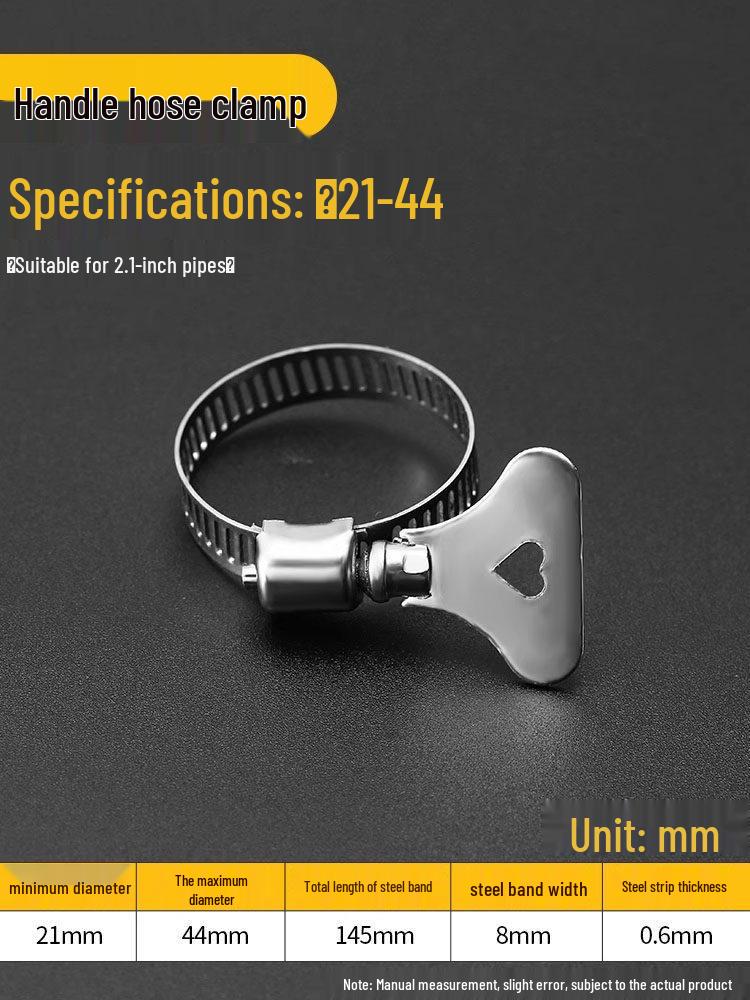 304 Stainless Steel Small American Style Hose Clamp with Handle for Gas Pipe Fixing