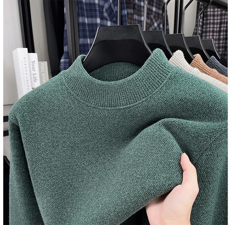 Men's Winter Half-High Collar Thick Mink Velvet Sweater
