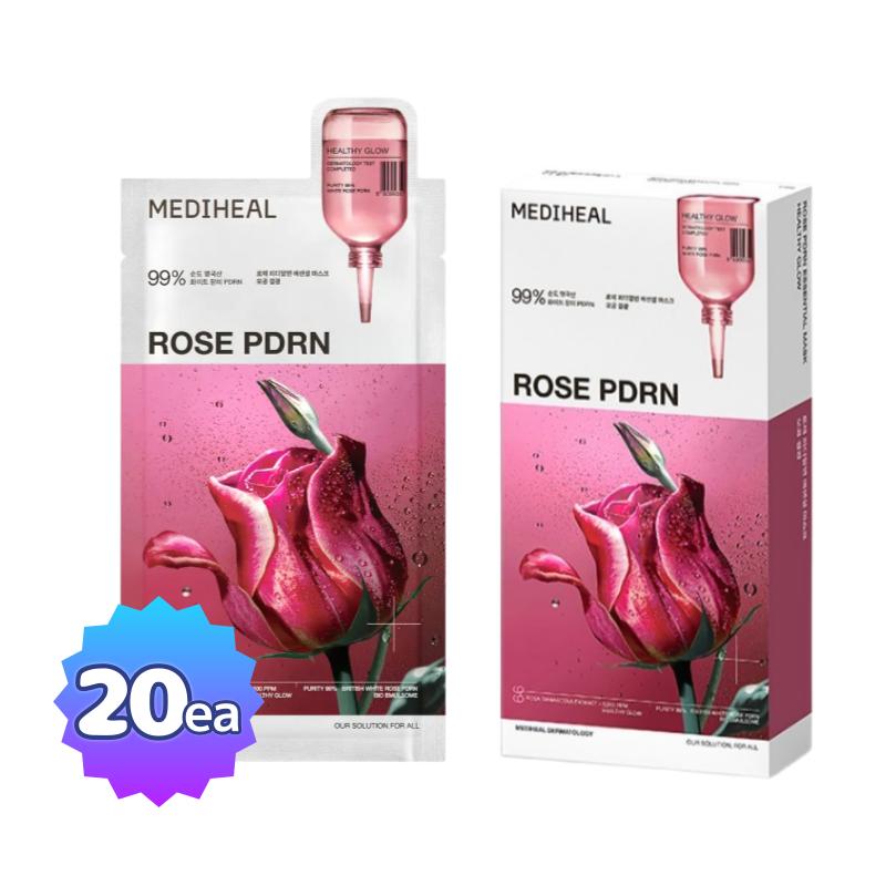 [MEDIHEAL] Rose PDRN Essential Mask 24ml x 20ea Intensive Radiance & Skin Regeneration Bulk Set