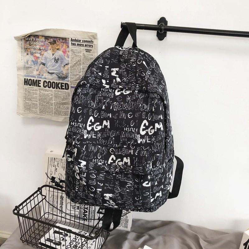 Leisure Capacity Large Backpack With Letter Graffiti Print Design For Use Daily