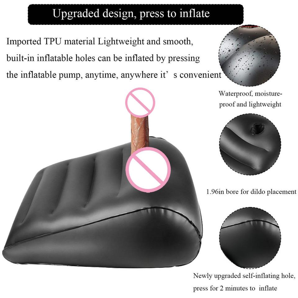 Portable Lightweight Adult Support Pillow PVC Inflatable Wedge Pillow With Hold For Dildo Sex Position Couple Sex Cushion
