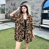 Summer Ladies Premium Retro Fashion Leopard Print Loose Short Sleeve Shirt Casual Blazer Coat Outerwear