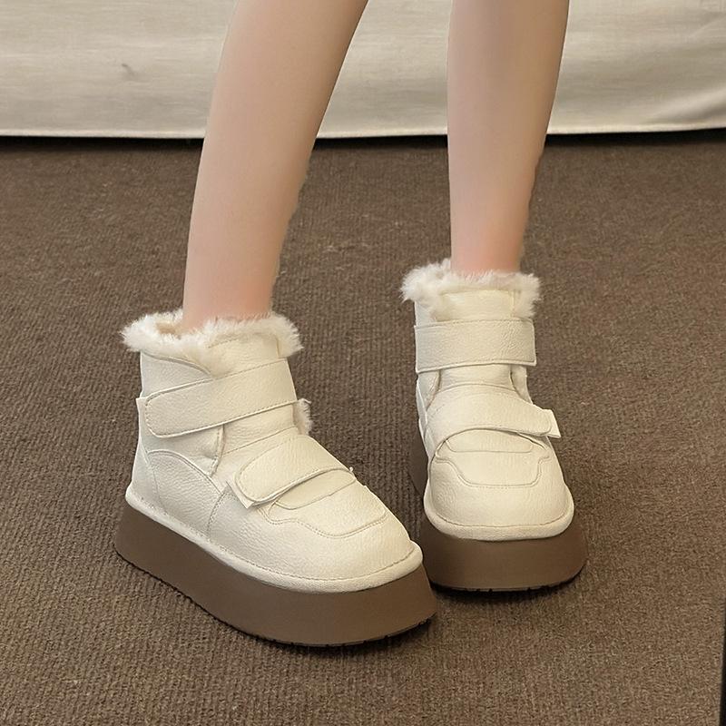 

Velcro cotton shoes women s new casual versatile foreign style French temperament warm thick-soled snow boots in winter 2025 40
