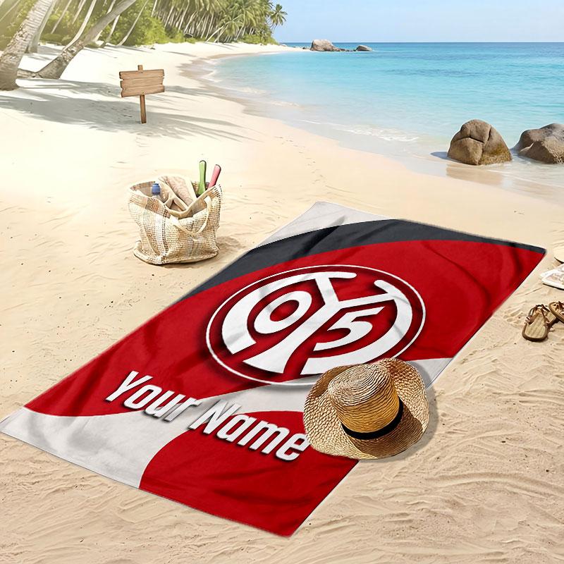 Mainz 05 Personalized Printed Beach Towel Soccer Logo Support Custom Name Text Absorbent Towel For Sport Travel Special Gift