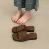 Slope heel platform one-word slippers linen sandals women's shoes summer beach shoes cool slippers casual women's shoes outer wear