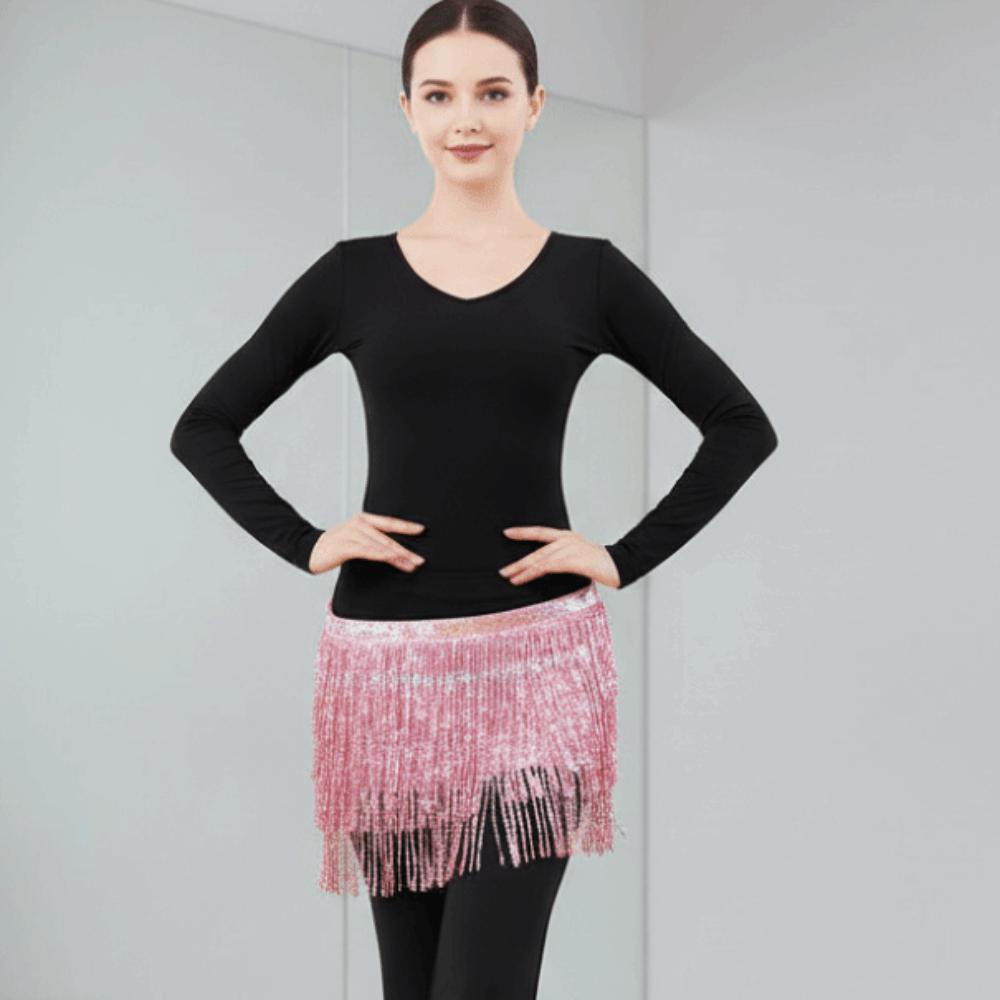 Shiny Sequin Hipscarf 4-Row Dance Wrap-skirt Fringe Hipwrap Belly Dance Belt  Dancer