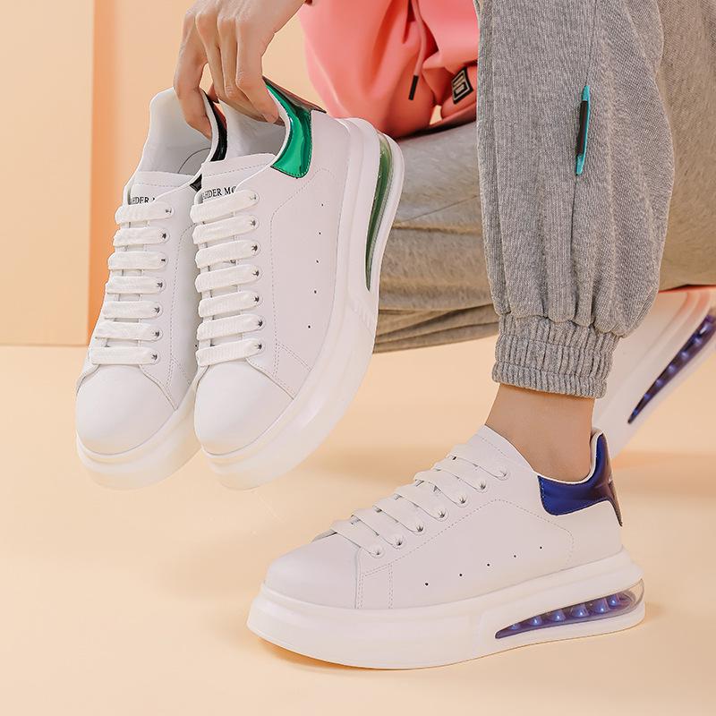 

Men s shoes trend white casual shoes thick baseplate shoes 2025 new McQueen air cushion white shoes men s summer breathability 38