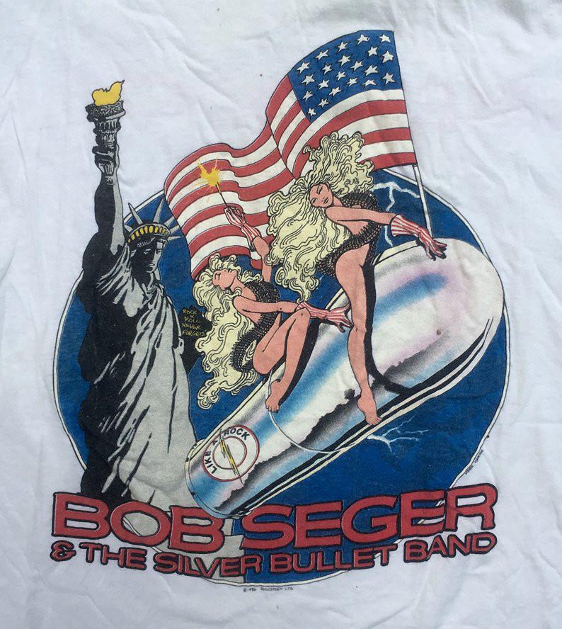 Vintage 1980s BOB SEGER 'Like A Rock' 1986 White Tour Concert T-SHIRT LI1286 Unisex T-Shirt