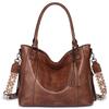 Vaschy Large Capacity Tote Bag for Shoulder A4 PU Leather Business Crossbody Detachable Shoulder Perfect for and Casual Brown Women, 3-Way Handbag,