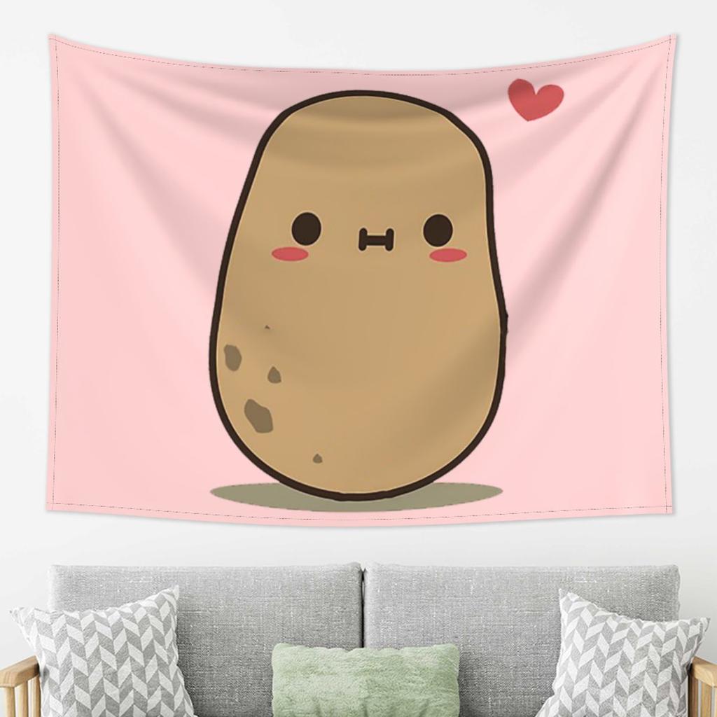 Cute Potato In Love Tapestry Decoration Art Aesthetic Tapestries for Living Room Bedroom Home Wall Cloth Wall Hanging