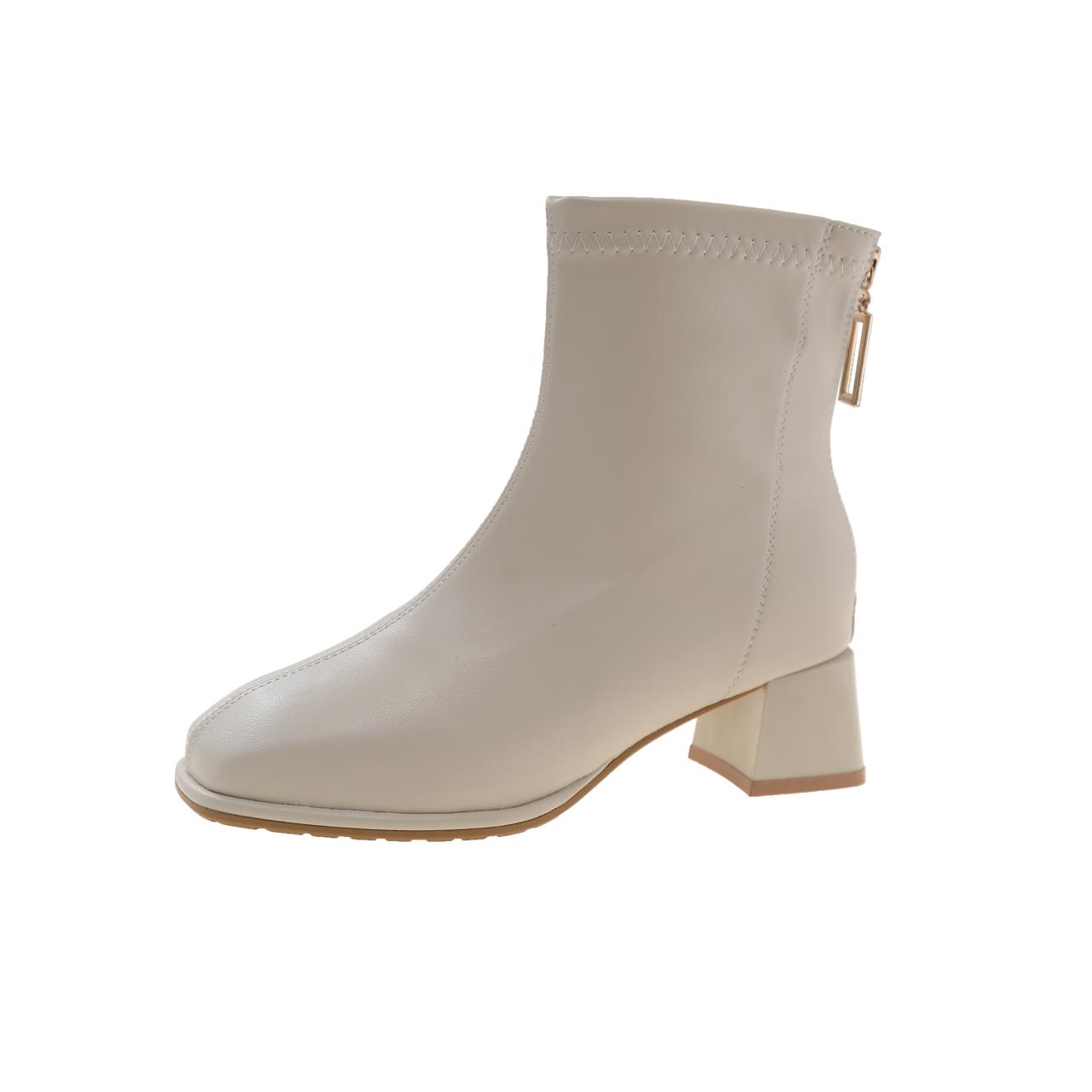 

Ботинки женские нескользящие на открытом воздухе однотонные 2024 новые осенне-зимние женские ботильоны кожаные износостойкие ботинки 40 бежевый