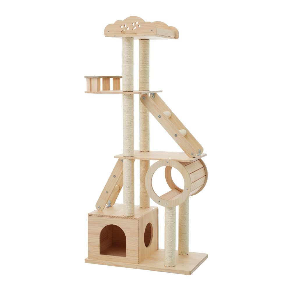 

OSJ Cat Tower Pet Supplies Cat Hemp Natural 153cm Scratching Cat Safe and Suitable for Large Pet Observation Stylish - - Tunnel, Ladder, Rope, Wooden,