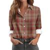 Skjortebluse for kvinner Juletrykkknapp Langermet Casual Basic skjortekrage Vanlig topp