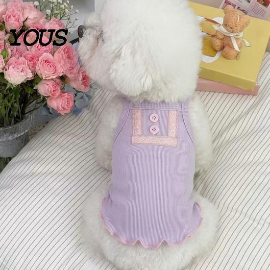 Thin Fabric Dog Tee Ribbed Sleeveless T-Shirt, Breathable Girl Vest Shirt, Summer Puppy Outfit for Small Dogs Bichon Frise Schnauzer Soft