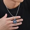 Stylish Natural Stone Necklace for Men,Eight-pointed Star Round Pendant Necklace,Cool Punk Birthday Father Gifts