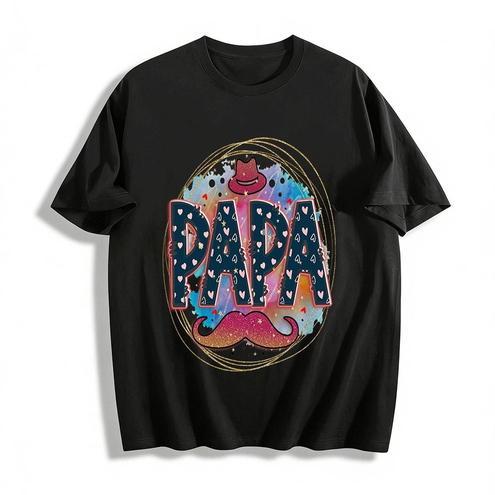 

Trendy Heart PAPA Print Father s Day Casual Short Sleeve T-Shirt Pure cotton T-shirt XXS