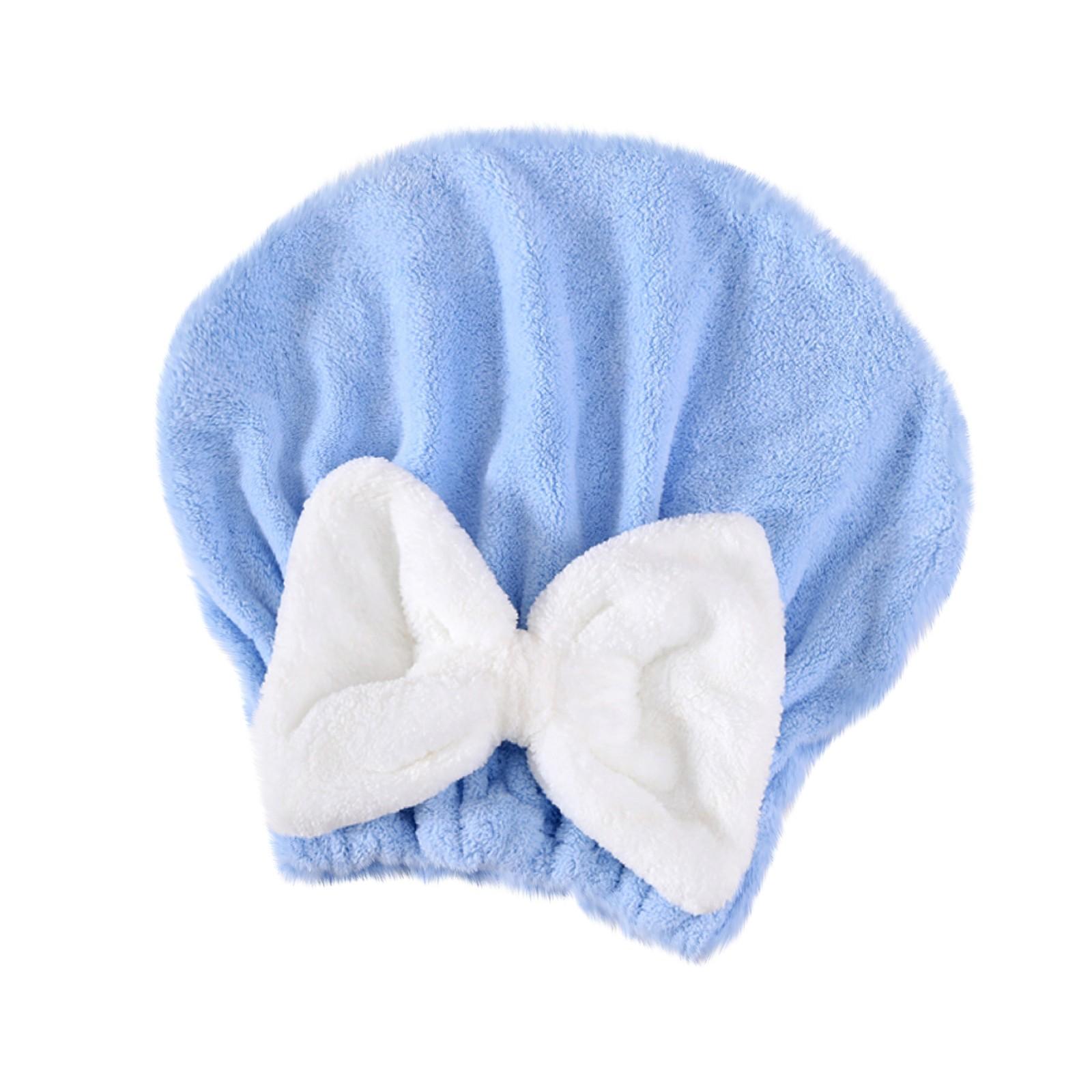 

Шапочка для волос с бантом, суперабсорбирующая, быстросохнущая, кораллового цвета, бархатная, принцесса, шапочка для душа, женская, утолщенная, для сухих волос, полотенце для головы с функцией свободного обдува One Size синий