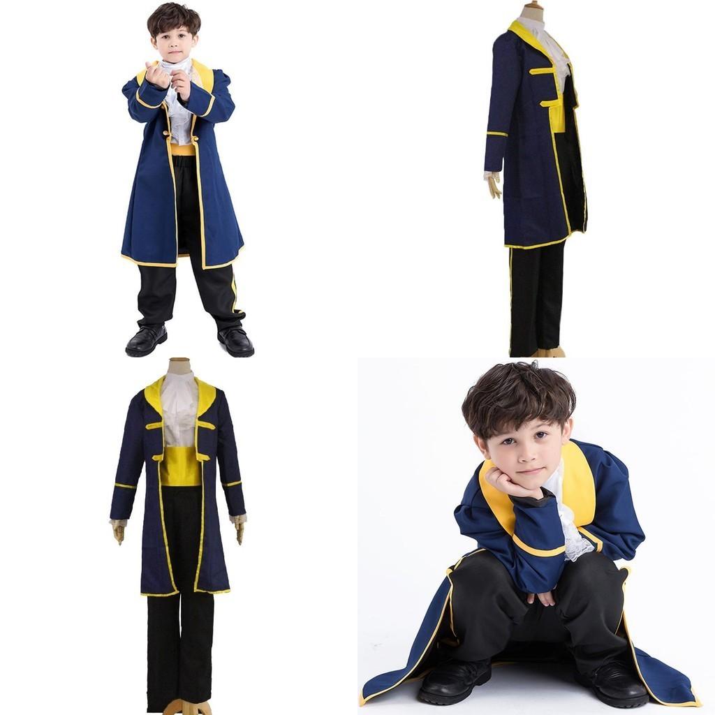 Breathable Beauty And The Beast Adam Cosplay Suit For Boys With Stylish Blue Design