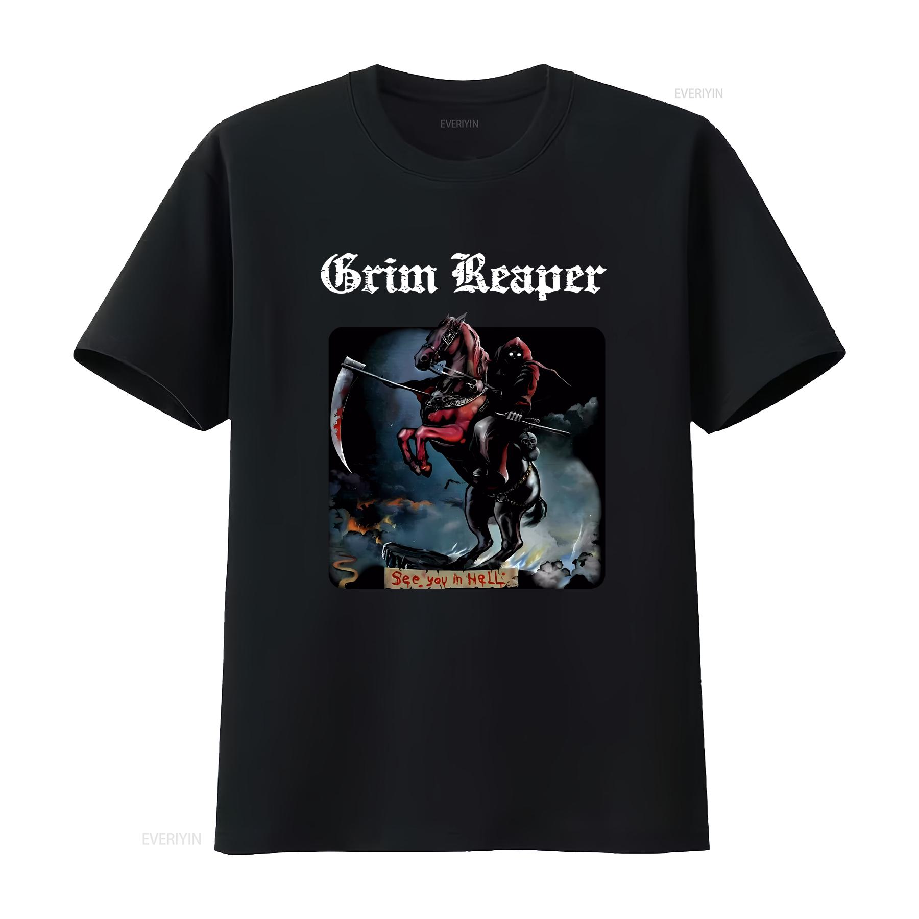 

Grim Reaper See you in Hell T shirT Big Sizes Available vintage Washed Breathable Casual Slightly Versatile streetwear 4XL