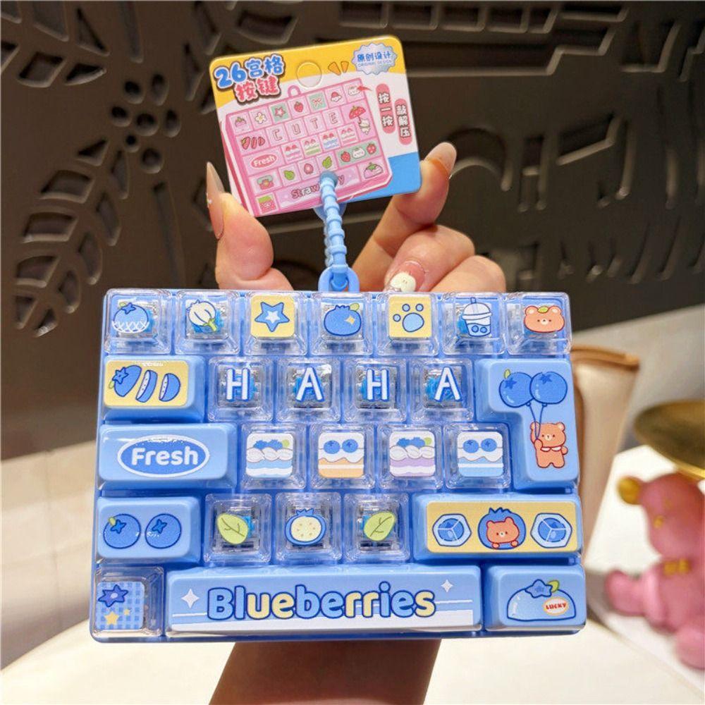 Transparent Dual-Tone Mini Keyboard Pendant 26-Key Keyboard Keychain  Desktop Decoration