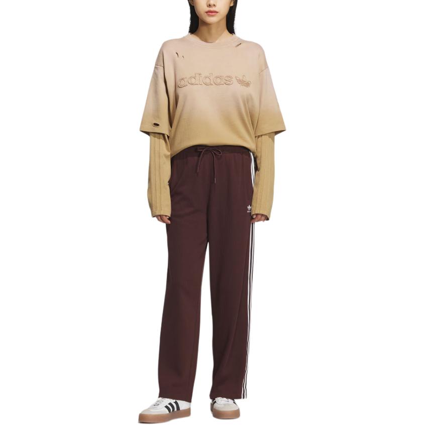 Adidas Originals FW25 W Knit Comfortable Striped Loose Fit Drawstring Knit Sports Pants Women Pants KS5961