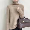 2025 Autumn/Winter High-Neck Pure Wool Ribbed Knitwear Loose Pullover Base Layer