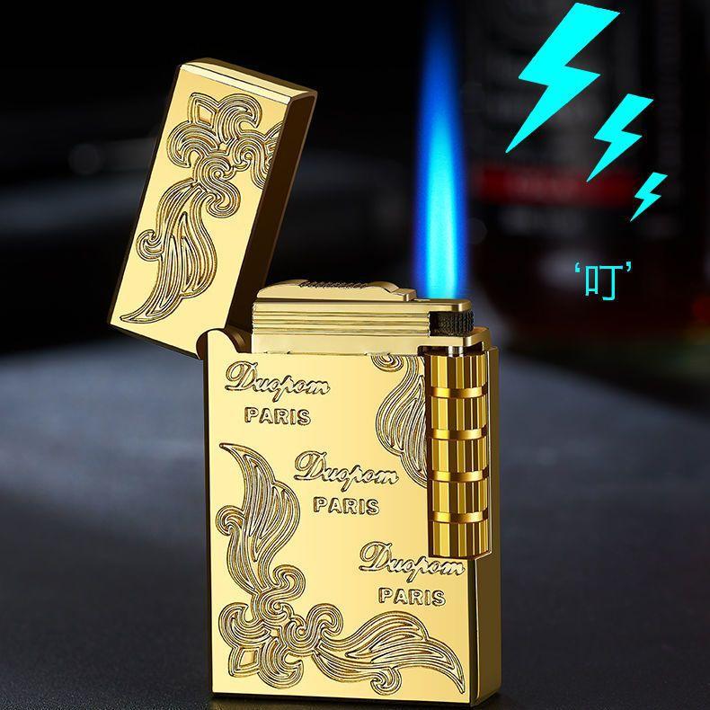 New Classic High End Langsheng Inflatable Windproof Direct Charge Lighter Blue Flame Business Gift Cigarette Accessories