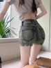 High Street Retro Spicy Girl Denim Shorts - Women's Slimming Sexy Summer Hot Pants with Rivets