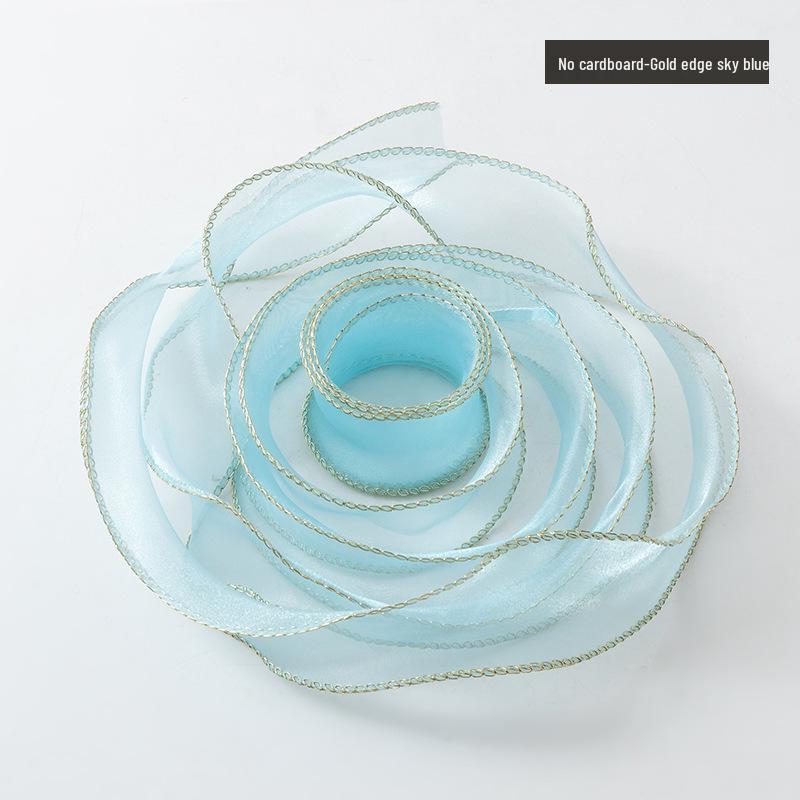 4cm Gold Edge Fishtail Yarn Ribbon for Floral Bouquets, Cake Decorations, Gift Bows, and DIY Projects.