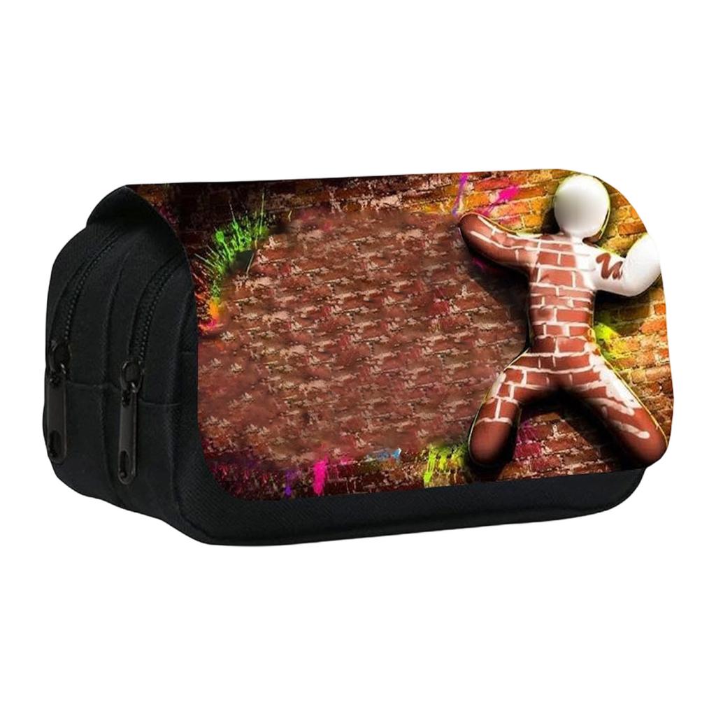 Printed Double-Layer Pencil Case for Students, Large Capacity Stationery for Pens and Pencils