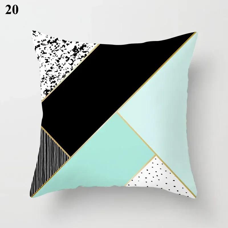 Housse de coussin géométrique, décoration de lit moderne, vert menthe, bleu, pour canapé élégant