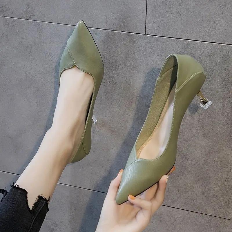 

Ladies Summer Footwear Green Shoes For Women 2025 With Medium Heels Moccasins Stilito Vacation Stylish Offer Wholesale A E 34