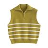 Chuyu Damen Gestreifte Strickweste mit hohem Kragen