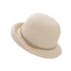 Chapeau de pêcheur classique en tricot respirant pour le printemps/été avec boucle de ceinture métallique pour les vacances des femmes, protection solaire, bord ondulé