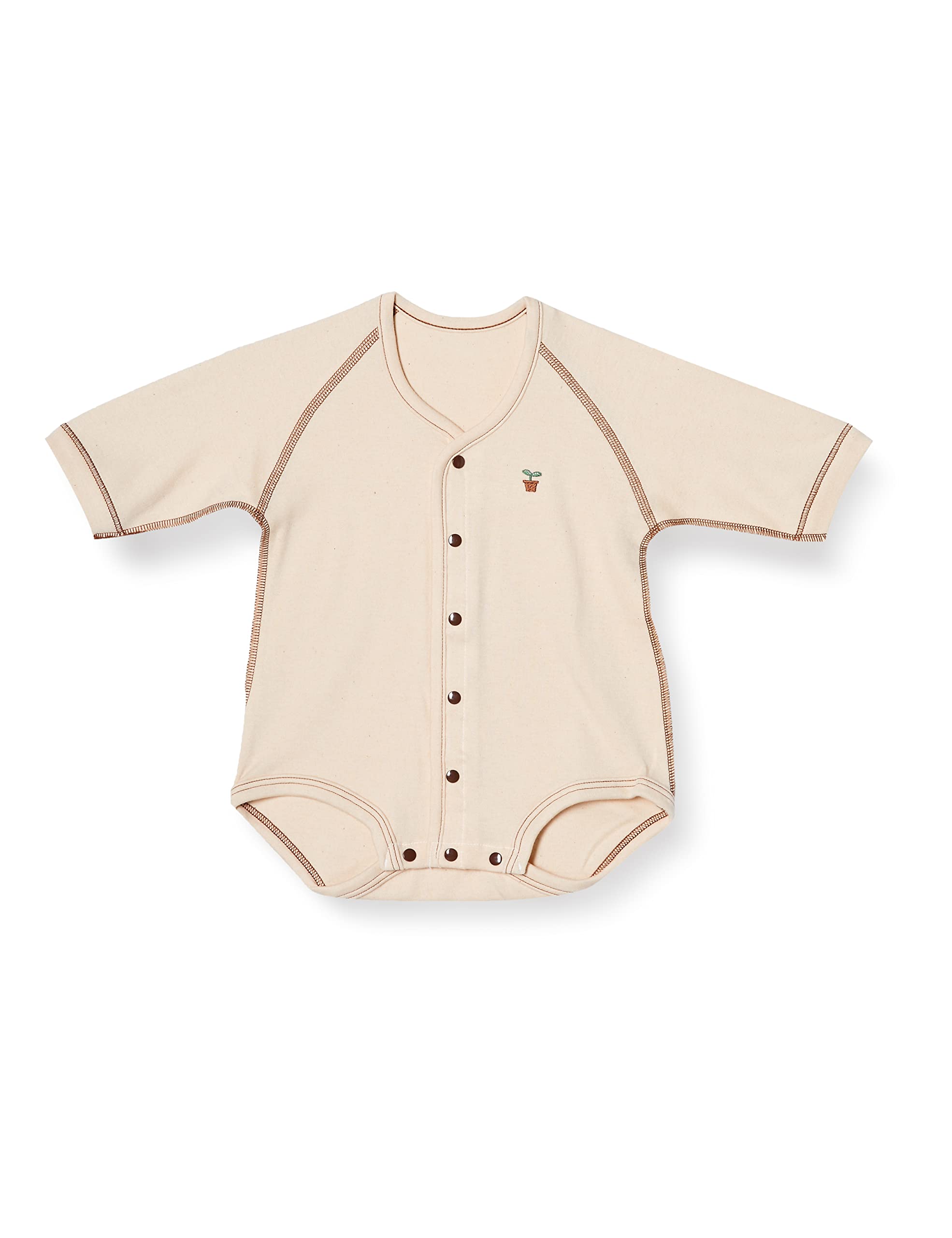 

Organic cotton smooth long sleeve front opening romper underwear 80cm NO20602 Made in Japan бежевый