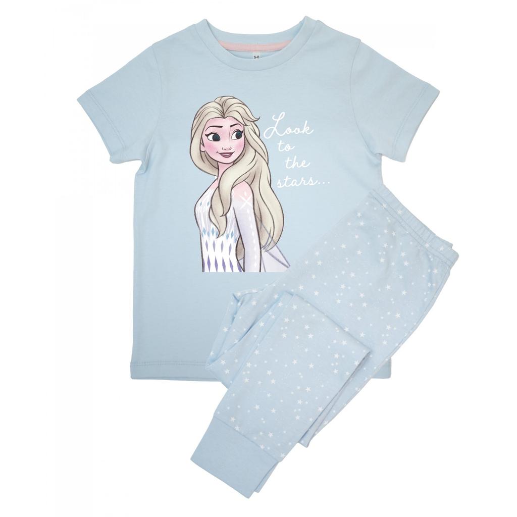frozen Mädchen Blick zu den Sternen Kurzärmeliges Langes Pyjama-Set