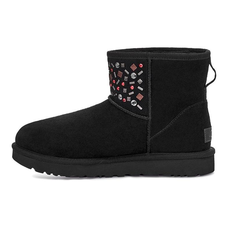UGG Classic Mini Stud Ii Rivets Snow Boots Black Women's 1119101-BLK