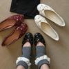 Fashion Rivet Bow Flat Shoes Autumn New Round Toe Shallow Mouth Slip-on Soft Sole Anti-Slip Wear-Resistant Single Shoes