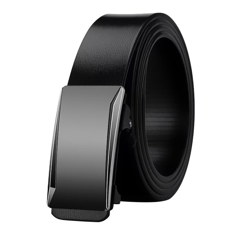 Genuine Leather Men's Belt High End Business Toothless Automatic Buckle Leather Belt for Middle Aged and Young Men's Belt