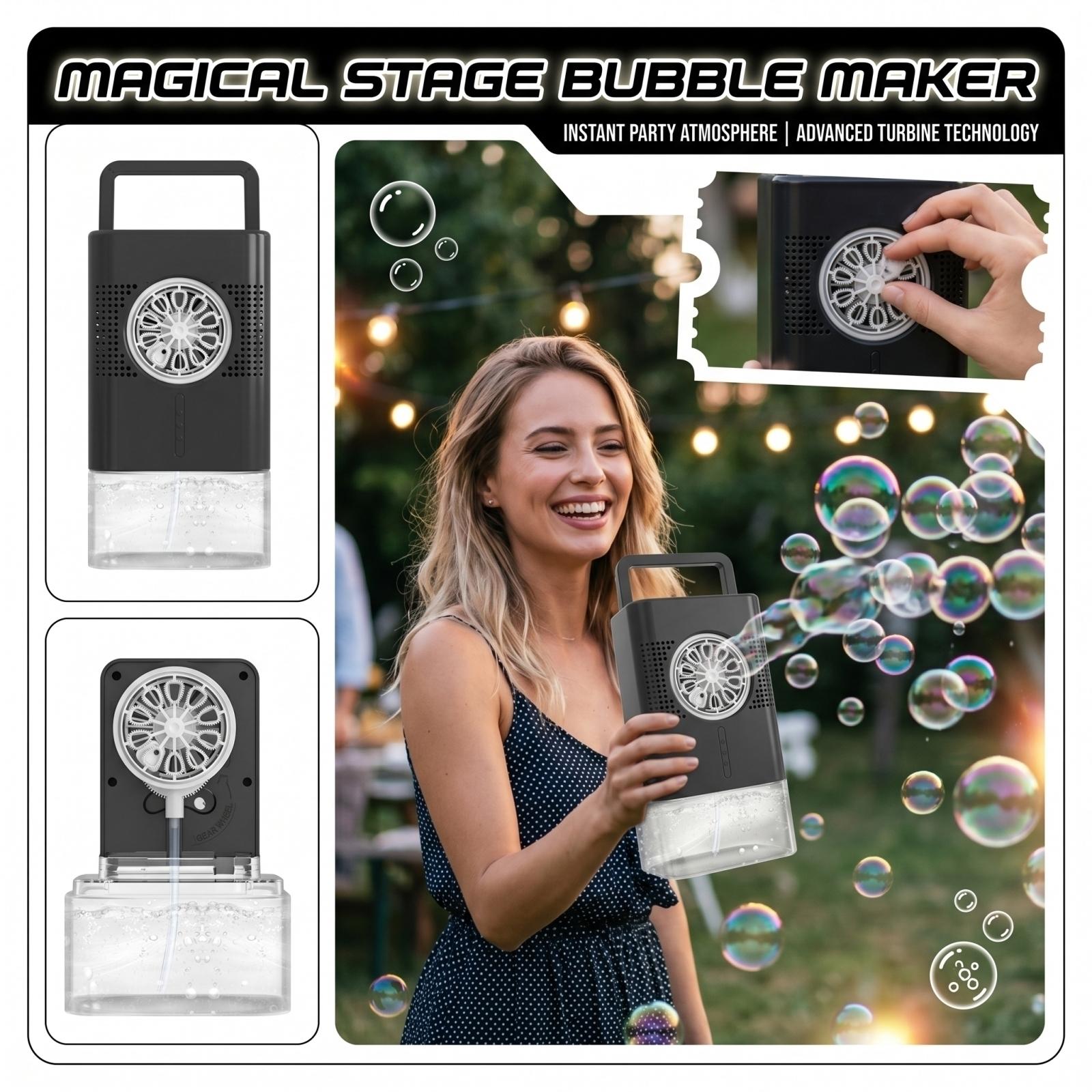 

Portable Bubble Machine with Handle Battery Operated Automatic Bubble Blower for Outdoor Indoor Use Suitable for Parties Events and Playtime One Size