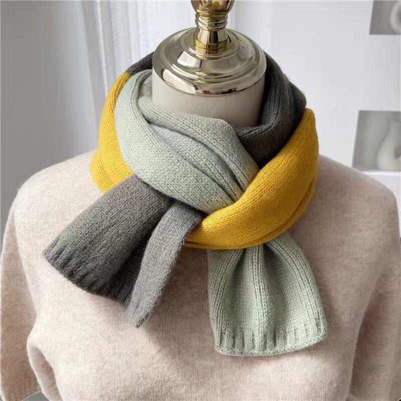 Autumn Winter Versatile Clothing Accessory Small Scarf Thin Warm Girl Student Knit Striped Scarf
