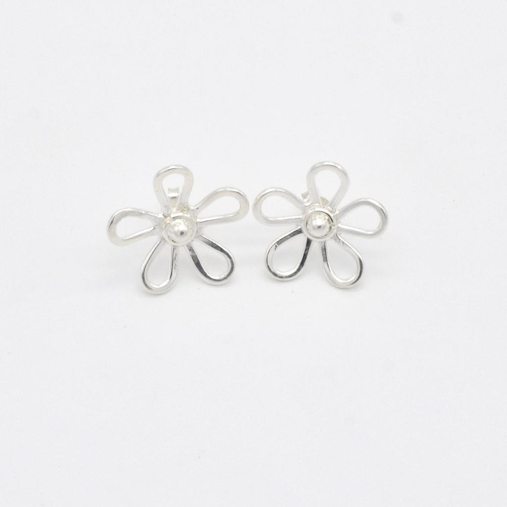 Minimalist Flower Studs Earrings Sterling Silver Woman Jewelry, Artisan Birth Flower Dainty Earrings,