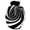 Unisex Oversized Hoodie With Black White Abstract Spiral 3D Digital Print Loose Fit Casual Wear